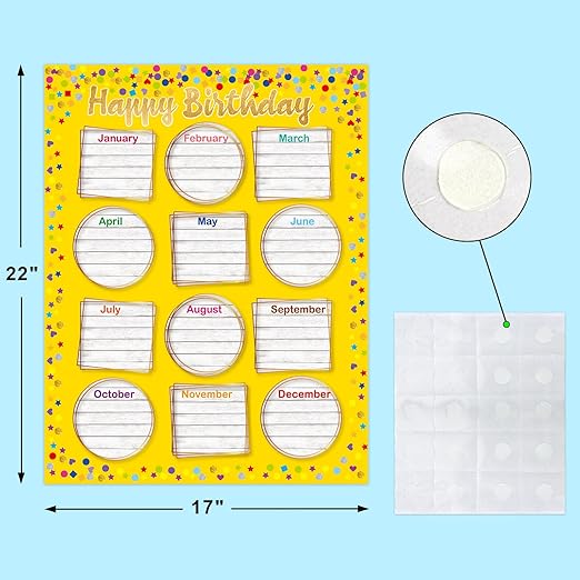 Happy Birthday Chart Posters for Classroom Bulletin Board Decorations