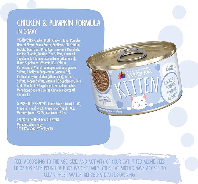 Weruva Kitten, Chicken & Pumpkin Formula in Gravy, 3oz Can (Pack of 12)