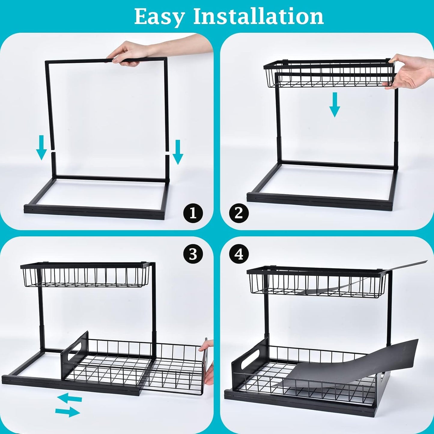 Under Sink Organizer, Pull Out Cabinet Storage 2 Tier Slide Out