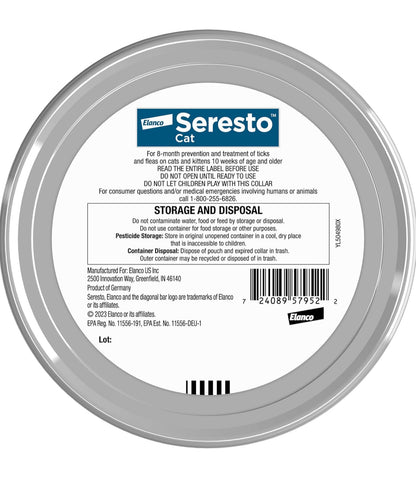 Seresto Cat Vet-Recommended Flea & Tick Treatment & Prevention Collar for Cats | 8 Months Protection - Online Swap Meet