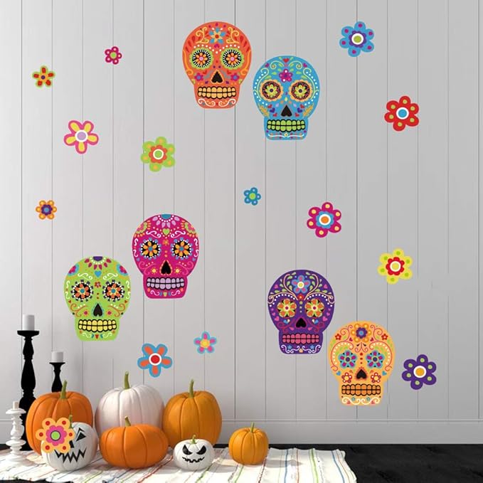 Colorful Skull Flower Room Decorations