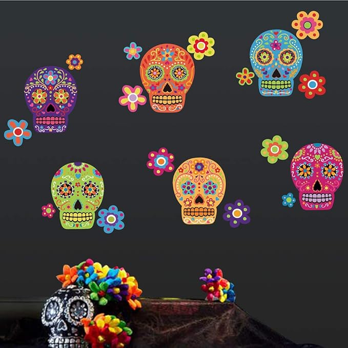 Colorful Skull Flower Room Decorations