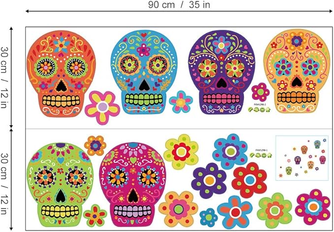 Colorful Skull Flower Room Decorations