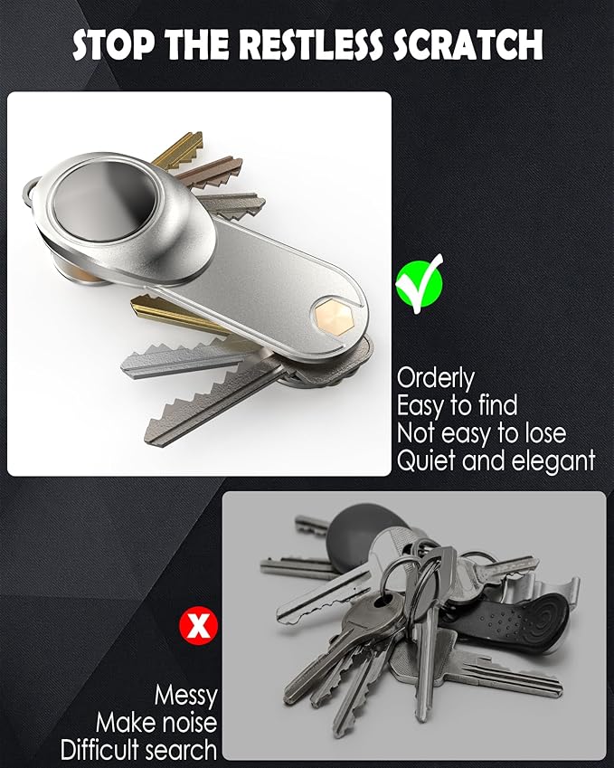 Elilier Key Organizer with Air Tag, Silver