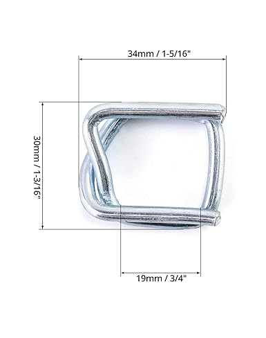 QWORK Metal Wire Buckle, 3/4" Width, 50 Pack, Silver, for Polypropylene Strapping Cord Strapping