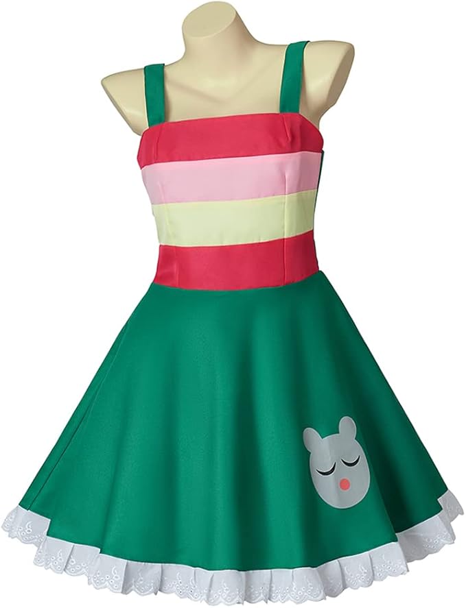 Saniplaycos Princess Star Butterfly Cosplay Dress Costume Green Mini Dress for Women