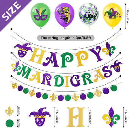 Whaline 49pc Mardi Gras Party Décor Set