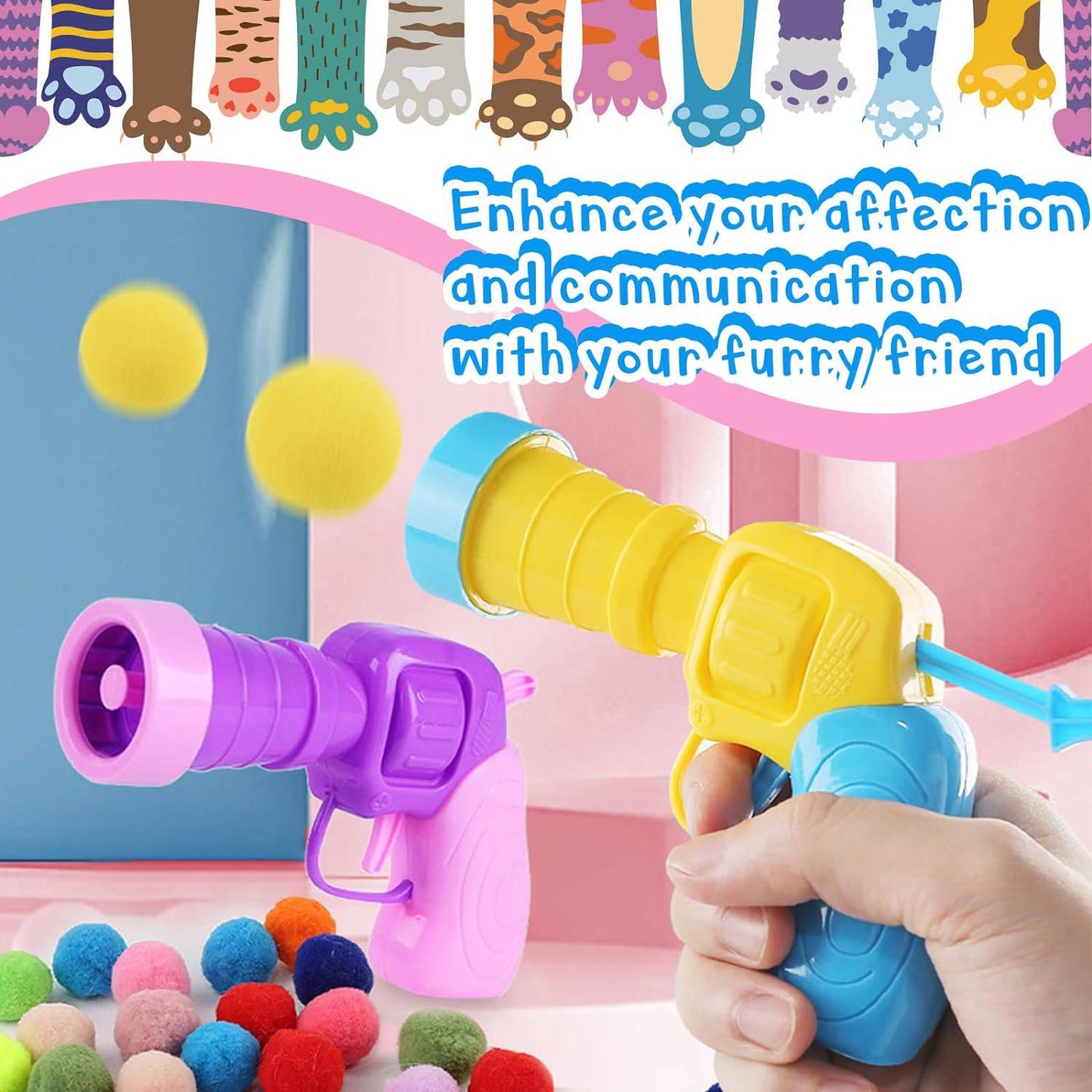 Cat Toy Launchers & 100 Cat Pom Pom Balls - Online Swap Meet