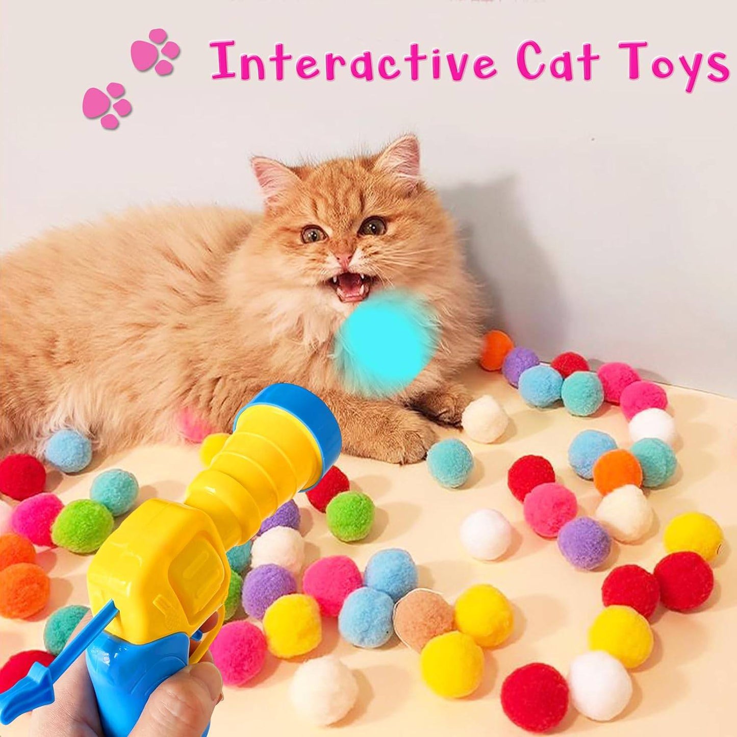 Cat Toy Launchers & 100 Cat Pom Pom Balls - Online Swap Meet