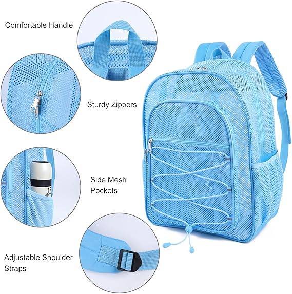 COVAX Heavy Duty Mesh Backpack, Blue - Online Swap Meet