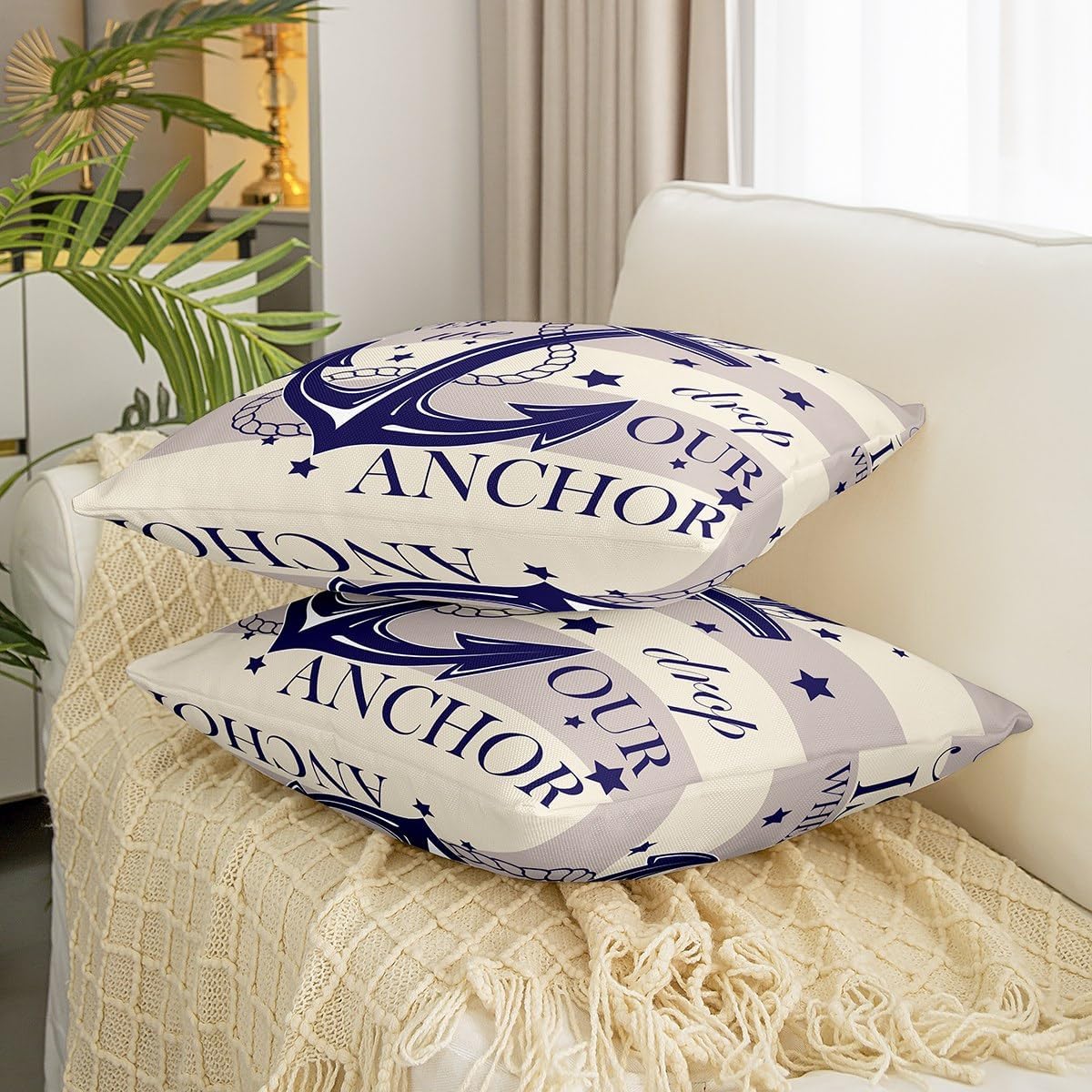 Erosebridal Nautical Anchor Throw Pillow