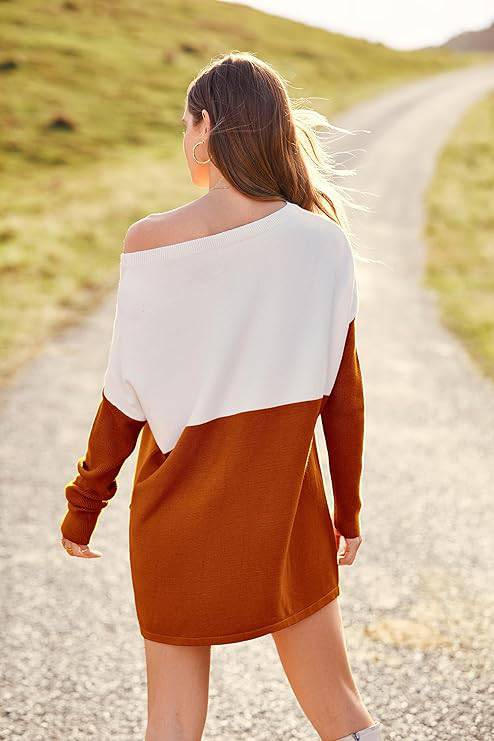 Women’s Knit Pullover Off Shoulder Sweater - Orange, Small - Online Swap Meet