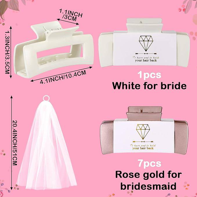 Riceshoot 8 Pieces Wedding Bride Veil/Bridesmaid Claw Clip, Rose Gold - Online Swap Meet