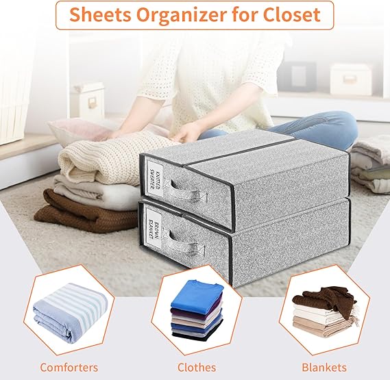 Foldable Bed Sheet Organizer, 2pack